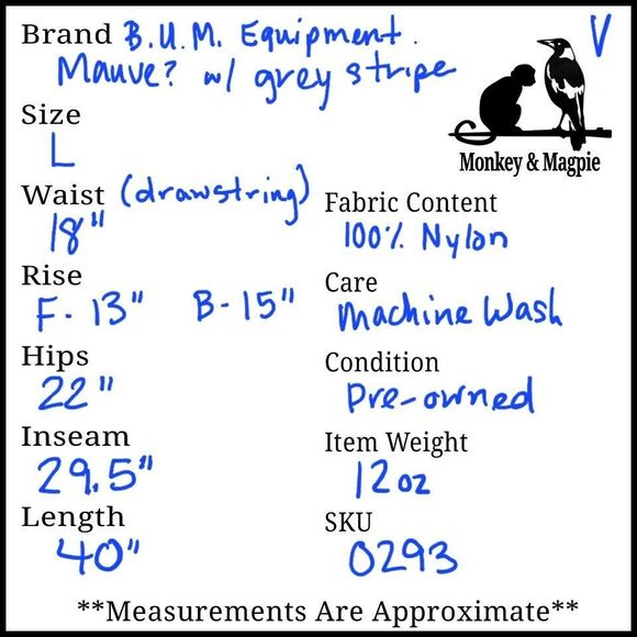 Vintage BUM Equipment Baggy Windbreaker Pants Mens L Mauve Nylon Cargo Y2K - Picture 9 of 9